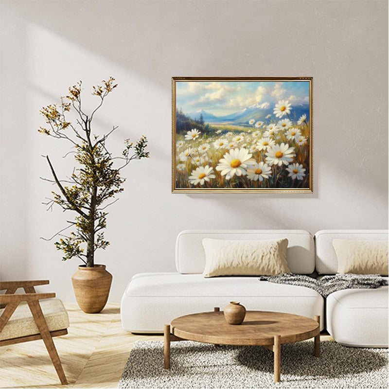 Field of white daisies