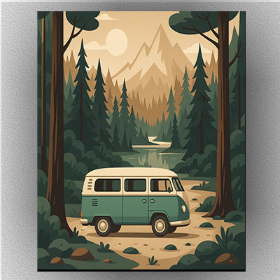 A vintage camper van