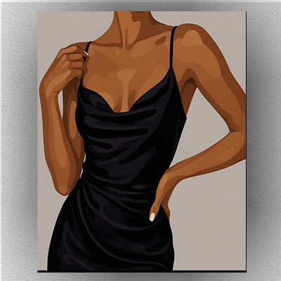 Elegant woman in a black dress