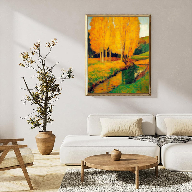 Golden poplars by the stream