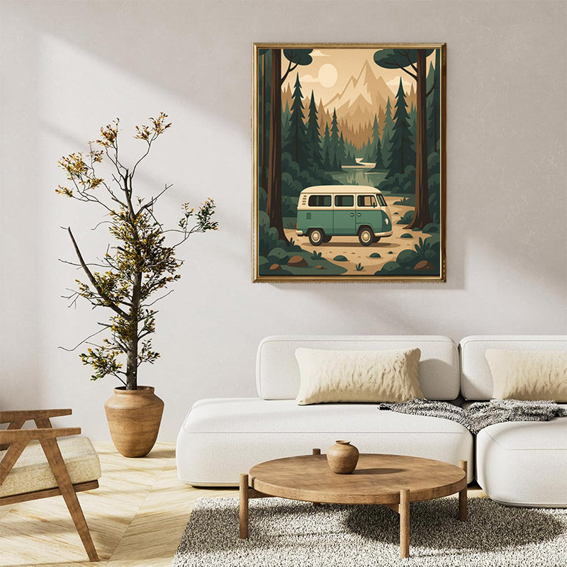 A vintage camper van