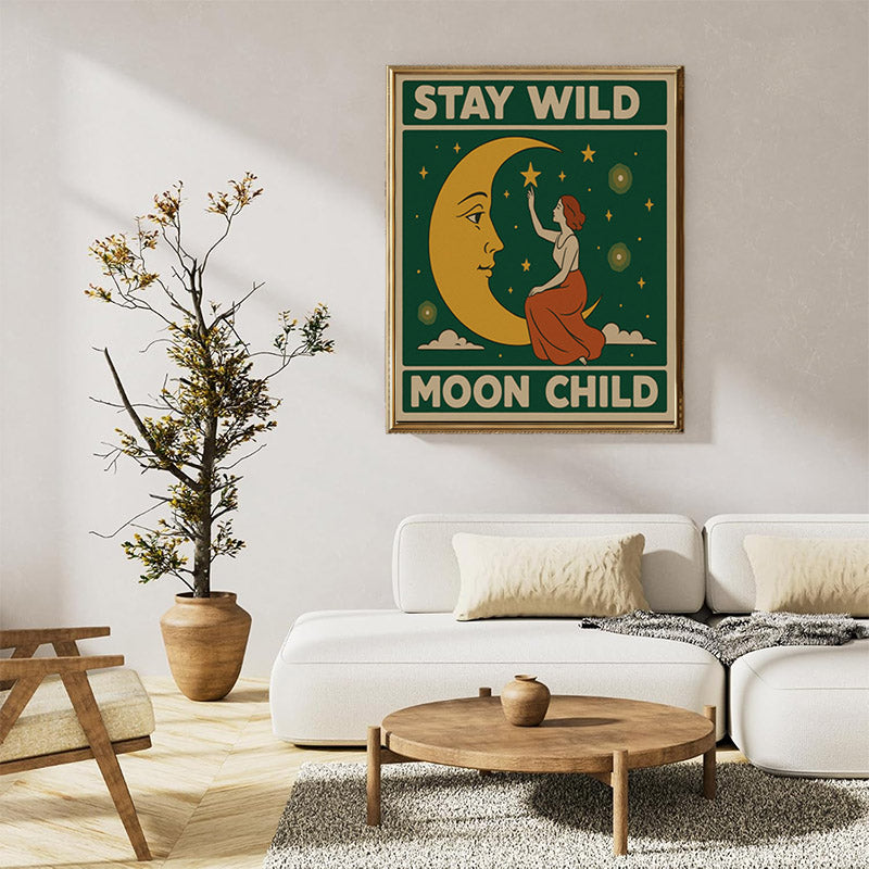 Woman sitting on the moon