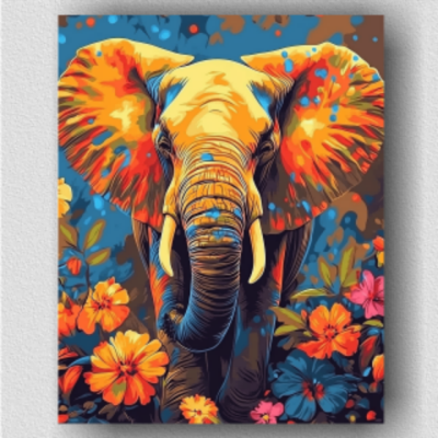Colorful flowers elephant 01