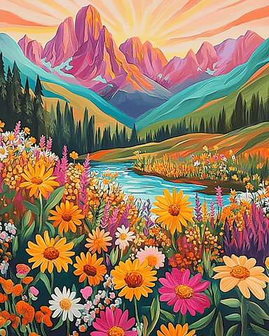 Colorful Mountains flowers 01