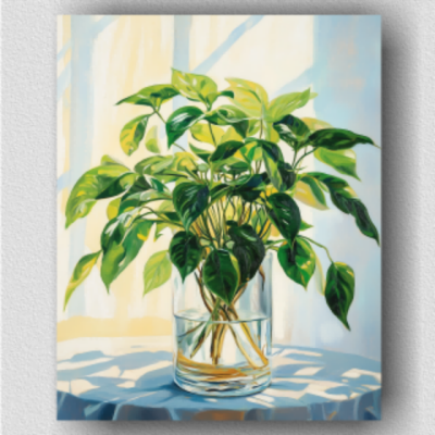 Green leaves vase 01