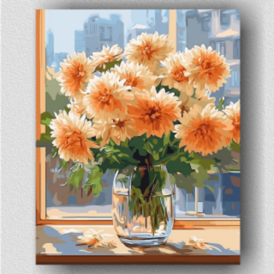 Orange white chrysanthemums