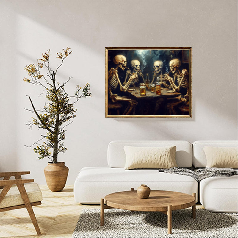 Skeletons drinking and smoking