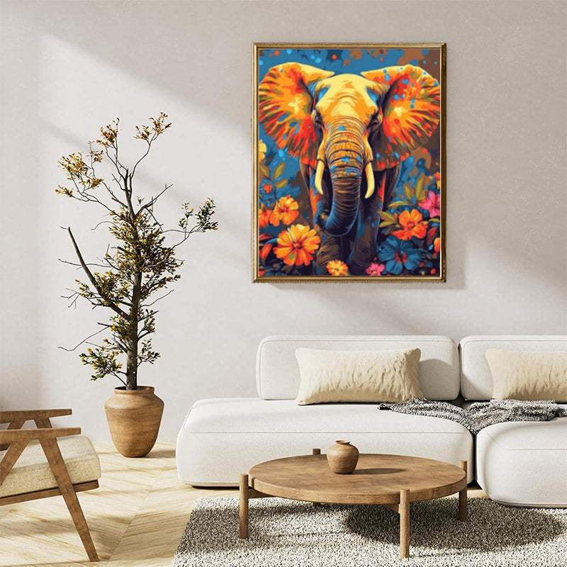 Colorful flowers elephant 01