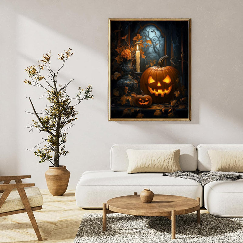 Pumpkin with carved faces