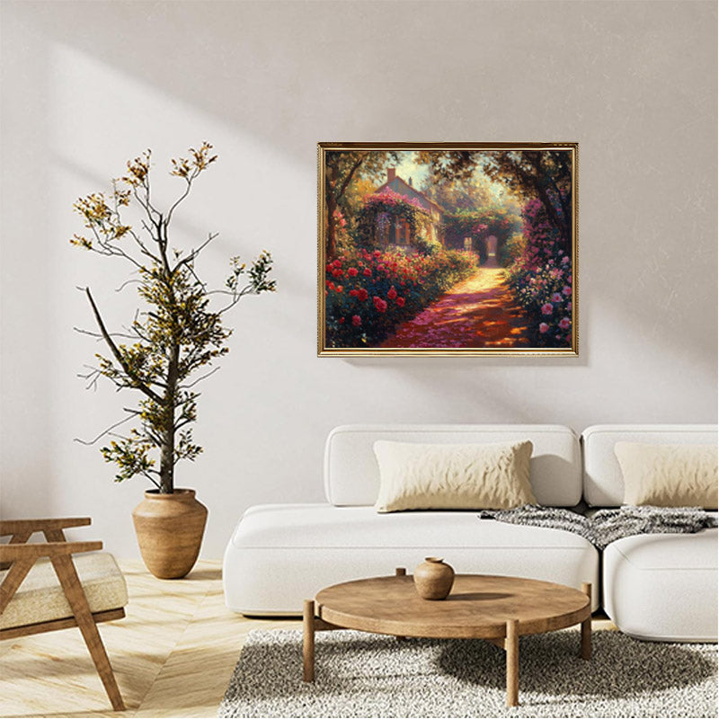 Garden with roses and flowers