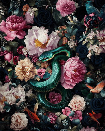 Flowers and snake 01