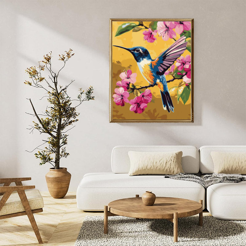 Hummingbird and flowers 01