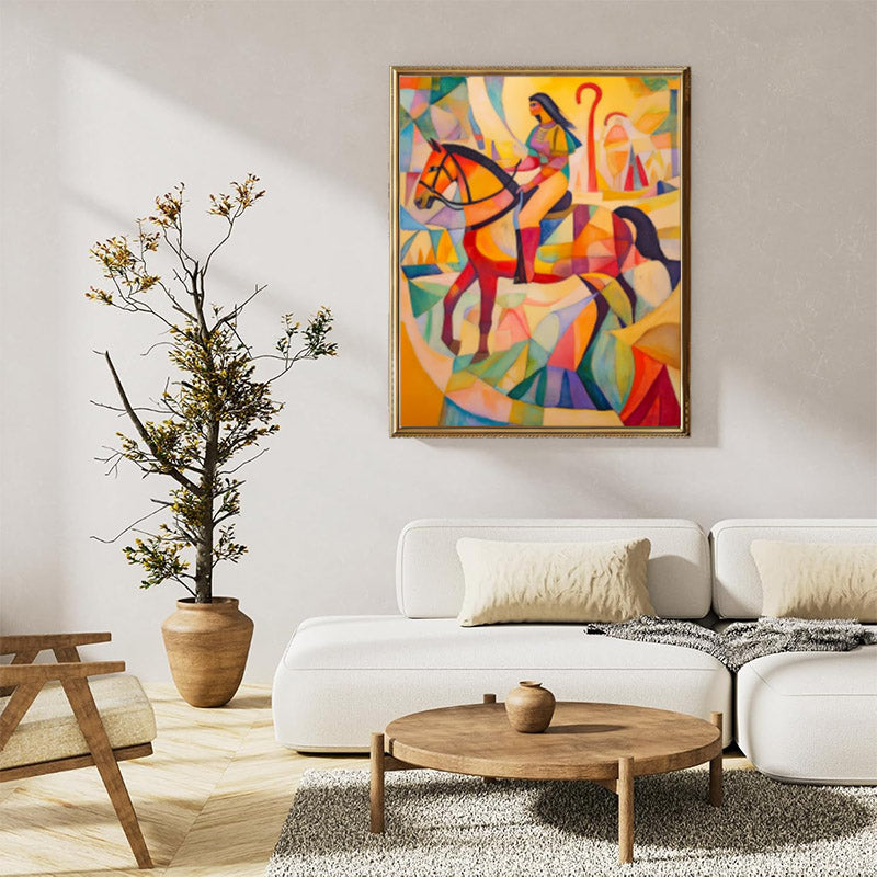 Woman riding on horseback