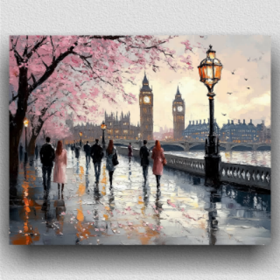 People walking along the River