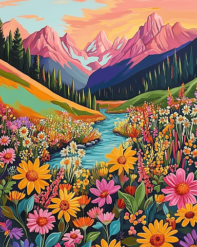 Colorful Mountains flowers 02