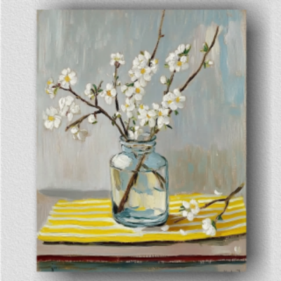 Blossoming almond branches