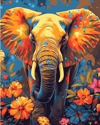 Colorful flowers elephant 01