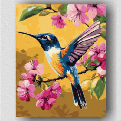 Hummingbird and flowers 01