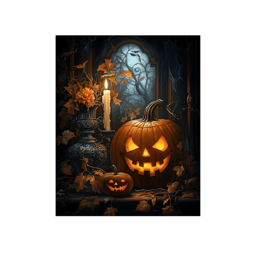 Pumpkin with carved faces