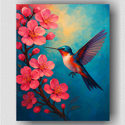 Hummingbirds surround the flowers