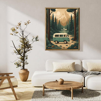 A vintage camper van