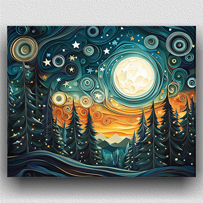 Starry Night Sky Trees 02