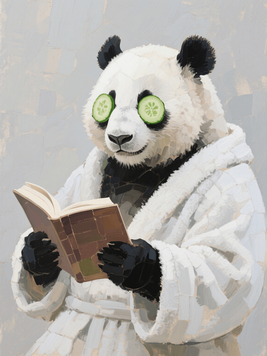 Panda reading a book paint by numbers