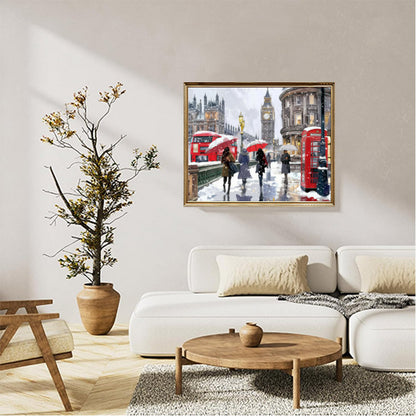 Snowy London street