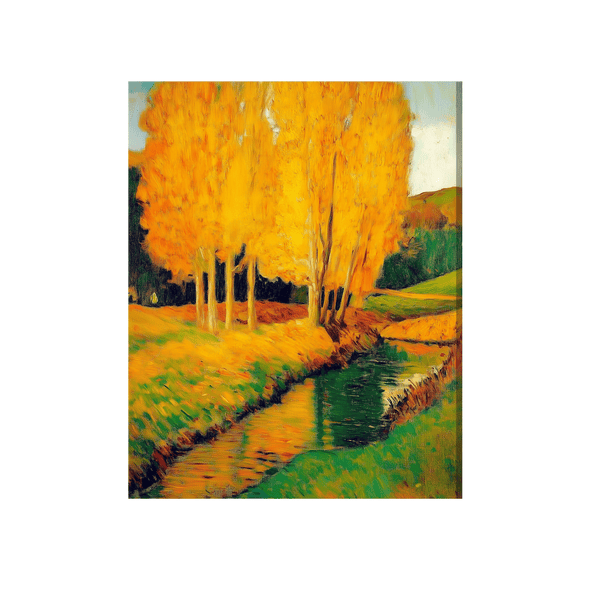 Golden poplars by the stream