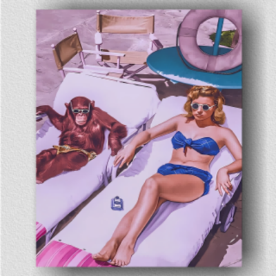 Beach Monky and Woman
