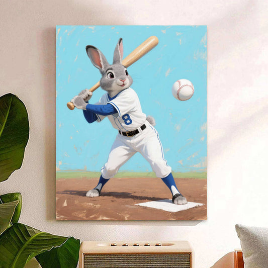 Rabbit playing baseball paint by numbers
