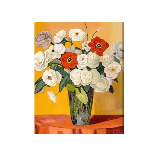 White roses vase