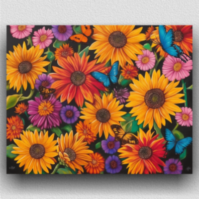 Sunflowers and butterflies