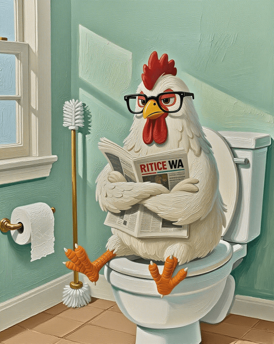 Chicken going to the toilet paint by numbers