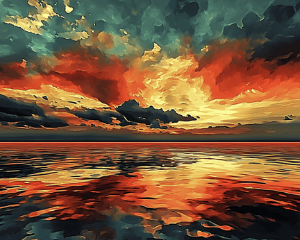 Vast sea colorful sky 02