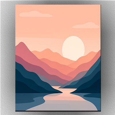 Serene mountain landscape with river and pastel