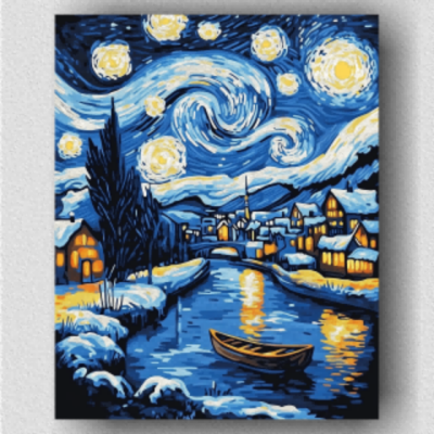 Starry night village 01