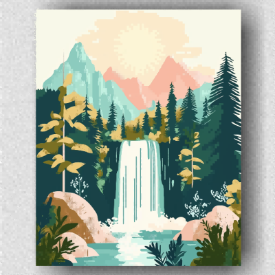 Beautiful mountain waterfall 01