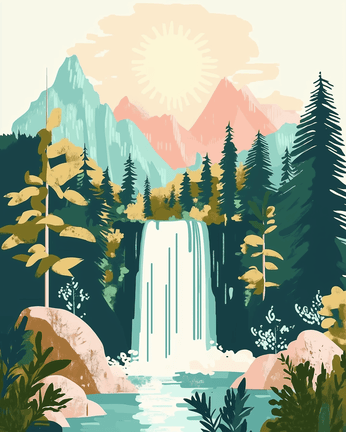 Beautiful mountain waterfall 01