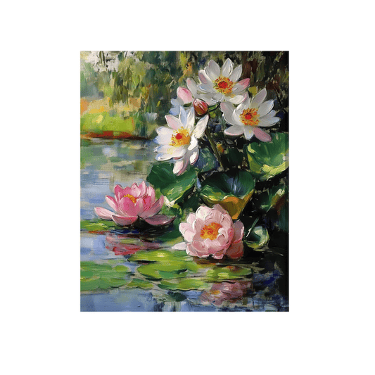 Water lilies and pink flowers