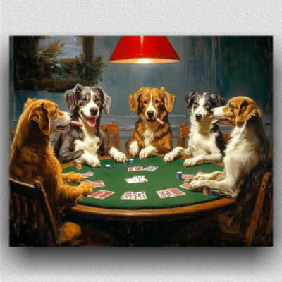 Dogs playing poker
