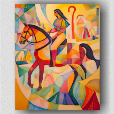 Woman riding on horseback