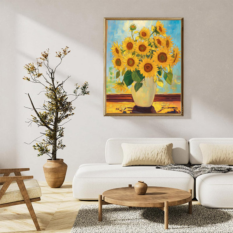 A vase of sunflowers