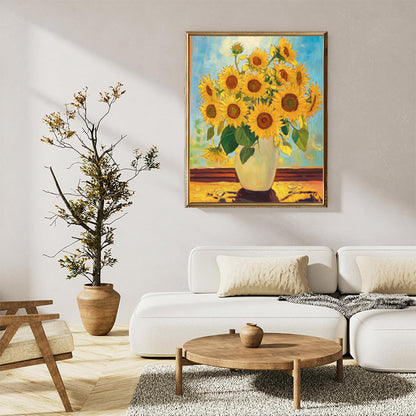 A vase of sunflowers
