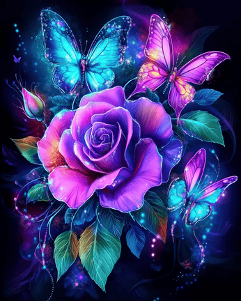 Neon roses and butterflies 02