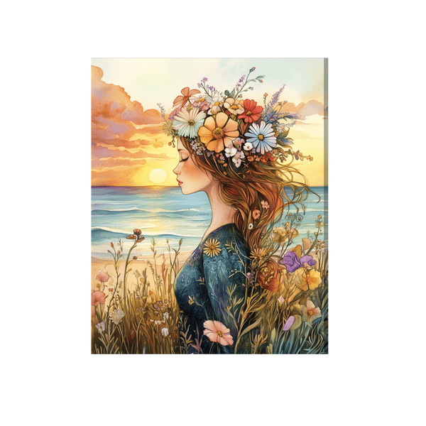 Flowers pinned woman 01