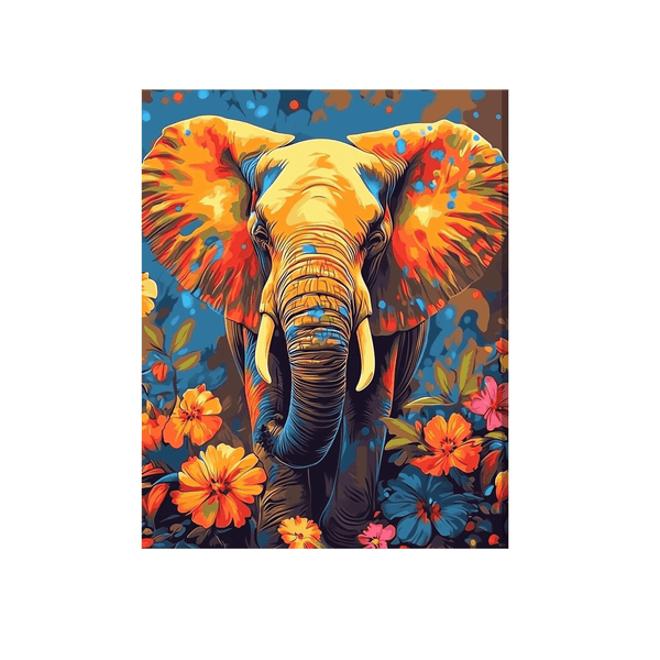 Colorful flowers elephant 01
