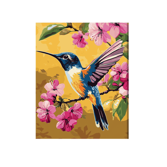 Hummingbird and flowers 01
