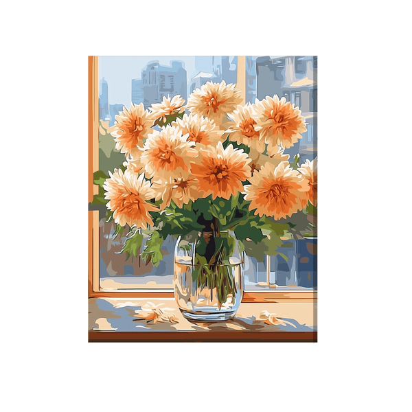 Orange white chrysanthemums
