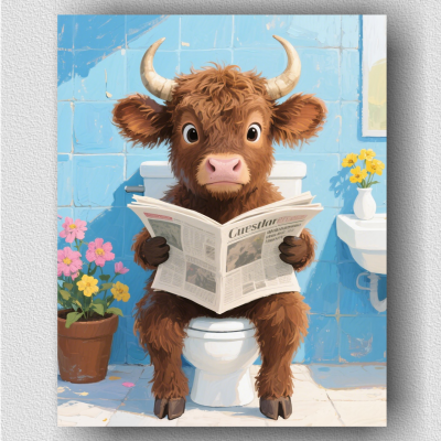 Cow going to the toilet paint by numbers